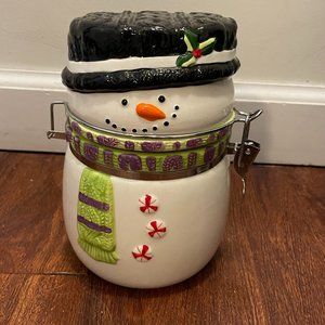 SWISS MISS Hot Cocoa Ceramic Snowman Christmas Canister